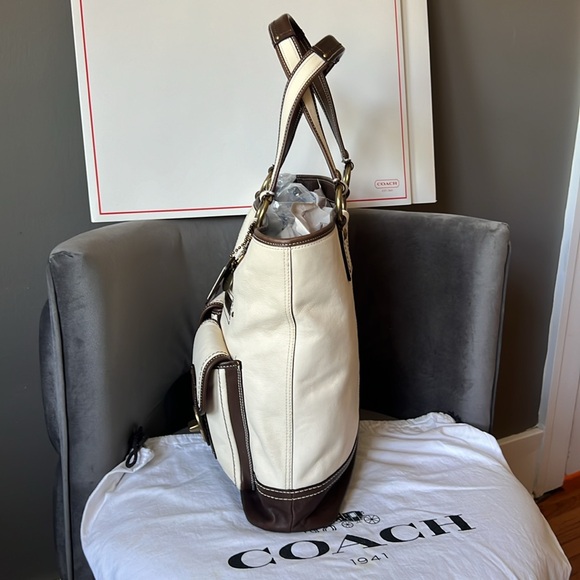 Coach Gigi Legacy Parchment-Dk Brown Spectator Vachetta Leather Tote+Wallet SET - Picture 9 of 14